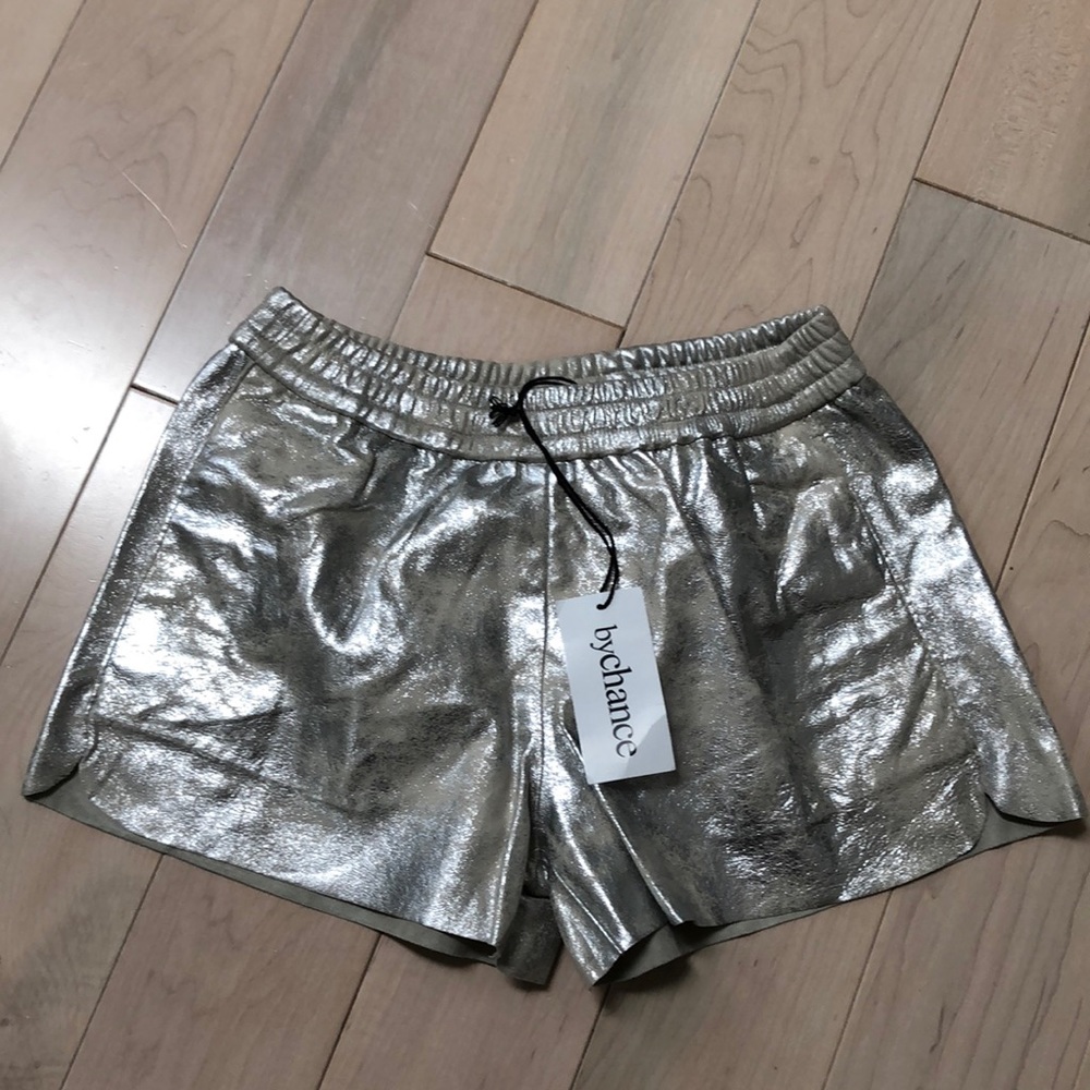By Chance distressed GENUINE genuine leather shorts xs